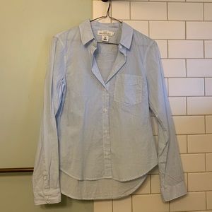 Striped white and blue button down shirt